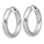 Leslie's Sterling Silver RH-plat Polish/Grooved Round Hoop Earrings - Image 4