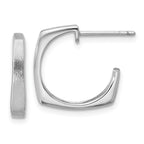Leslie's SS RH-plated Polished/Brushed Square J-Hoop Post Earrings