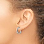 Leslie's SS RH-plated Polished/Brushed Square J-Hoop Post Earrings - Image 3