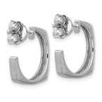 Leslie's SS RH-plated Polished/Brushed Square J-Hoop Post Earrings - Image 4