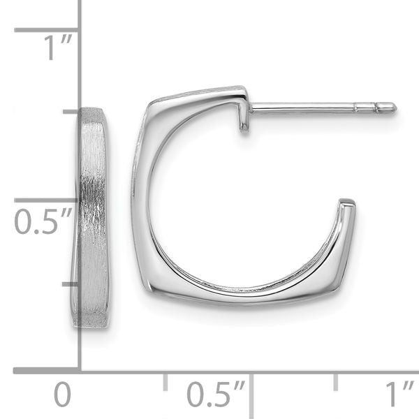 Leslie's SS RH-plated Polished/Brushed Square J-Hoop Post Earrings - Image 5
