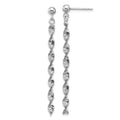 Leslie's Sterling Silver RH-plat Polish/Dia.-cut Dangle Post Earrings