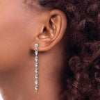 Leslie's Sterling Silver RH-plat Polish/Dia.-cut Dangle Post Earrings - Image 3