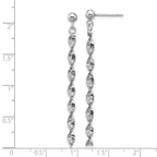 Leslie's Sterling Silver RH-plat Polish/Dia.-cut Dangle Post Earrings - Image 5
