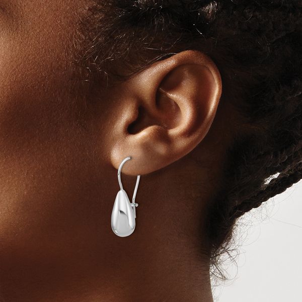 Leslie's' Sterling Silver RH-plated Polish Teardrop Dangle Earrings - Image 3