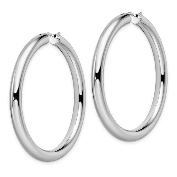 Leslie's Sterling Silver Rhodium-plated 5mm Tube Earrings - Image 2
