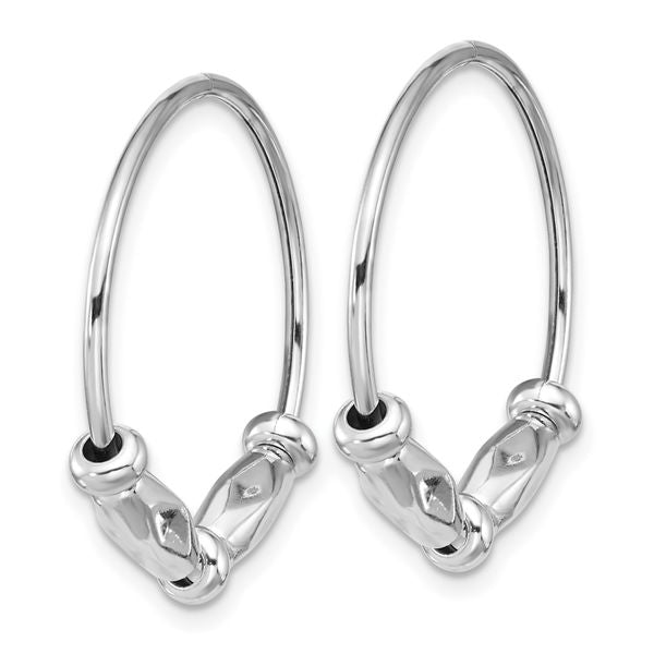 Leslie's Sterling Silver RH-plated Fancy Endless Hoop Earrings - Image 2