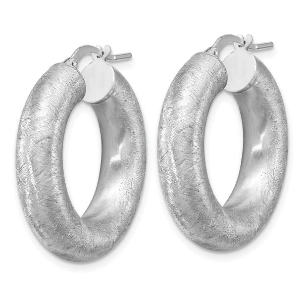 Leslie's Sterling Silver RH-plated Radiant Essence Hoop Earrings - Image 2