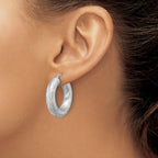 Leslie's Sterling Silver RH-plated Radiant Essence Hoop Earrings - Image 3