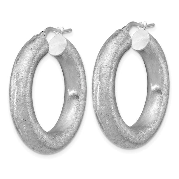 Leslie's Sterling Silver RH-plated Radiant Essence Hoop Earrings - Image 2