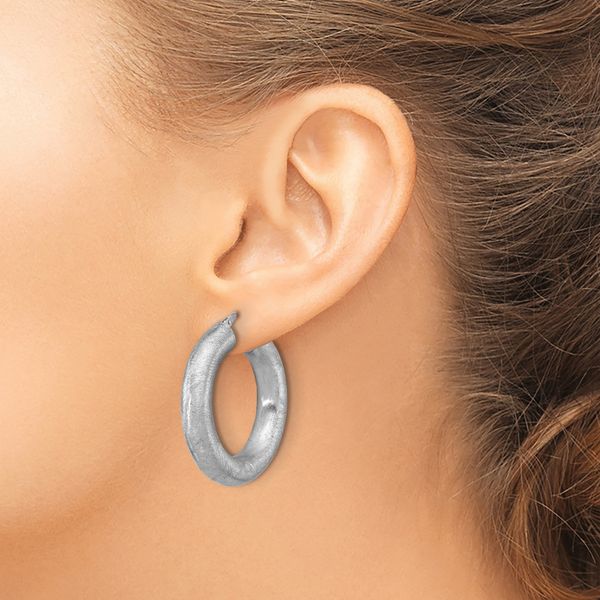 Leslie's Sterling Silver RH-plated Radiant Essence Hoop Earrings - Image 3