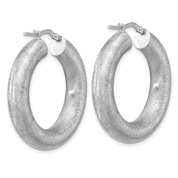 Leslie's Sterling Silver RH-plated Radiant Essence Hoop Earrings - Image 4