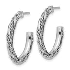 Leslie's SS RH-plated Polish/Textured Twisted J-Hoop Post Earrings - Image 2