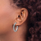 Leslie's SS RH-plated Polish/Textured Twisted J-Hoop Post Earrings - Image 3