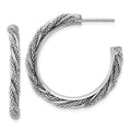 Leslie's SS RH-plated Polish/Textured Twisted J-Hoop Post Earrings