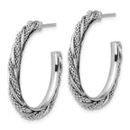 Leslie's SS RH-plated Polish/Textured Twisted J-Hoop Post Earrings - Image 2
