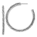 Leslie's SS RH-plated Polish/Textured Twisted J-Hoop Post Earrings