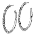 Leslie's SS RH-plated Polish/Textured Twisted J-Hoop Post Earrings - Image 2