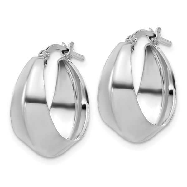 Leslie's Sterling Silver RH-plated Polished Graduated Hoop Earrings - Image 2