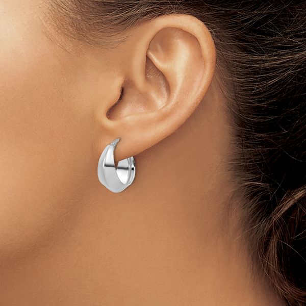Leslie's Sterling Silver RH-plated Polished Graduated Hoop Earrings - Image 3