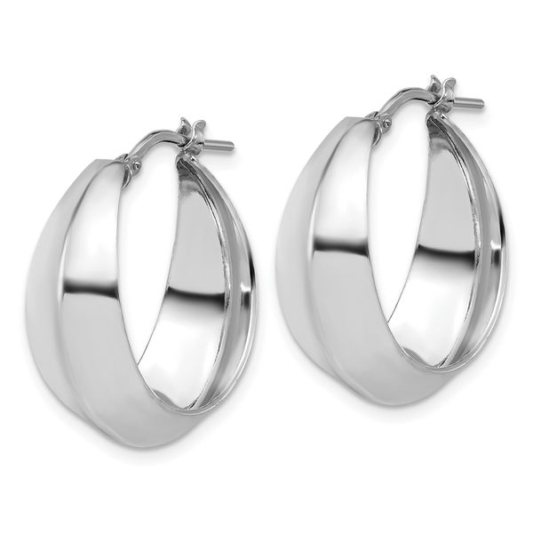 Leslie's Sterling Silver RH-plated Polished Graduated Hoop Earrings - Image 2