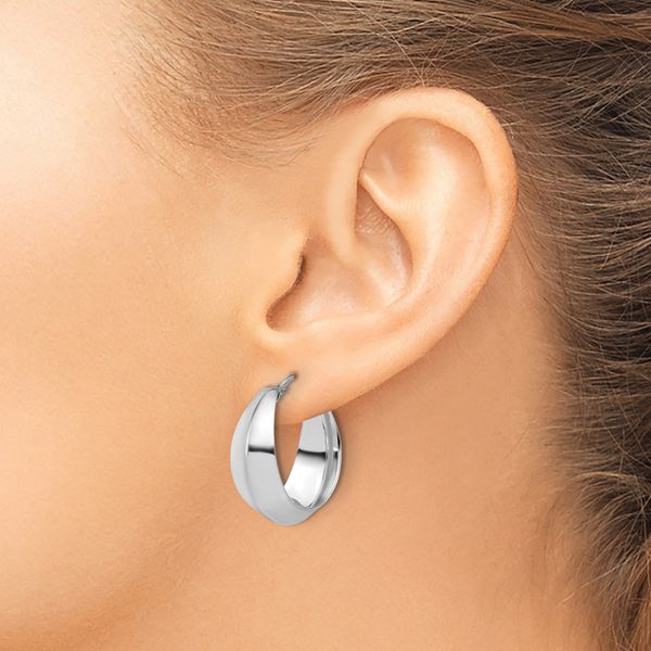 Leslie's Sterling Silver RH-plated Polished Graduated Hoop Earrings - Image 3