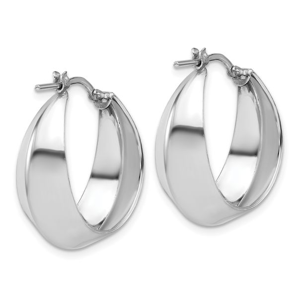 Leslie's Sterling Silver RH-plated Polished Graduated Hoop Earrings - Image 4