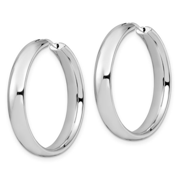 Leslie's Sterling Silver Rhodium-plated 6mm Half Round Tube Earrings - Image 2