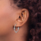Leslie's SS RH-plated Polished/Dia-cut Beads Endless Hoop Earrings - Image 3