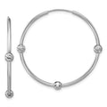 Leslie's SS RH-plated Polished/Dia-cut Beads Endless Hoop Earrings