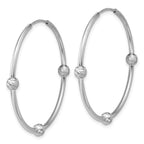 Leslie's SS RH-plated Polished/Dia-cut Beads Endless Hoop Earrings - Image 4