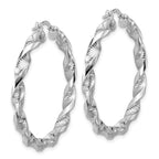 Leslie's Sterling Silver RH-plat Polish/Textured Twist Hoop Earrings - Image 4