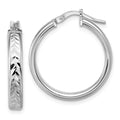 Leslie's Sterling Silver RH-plat Polish/Dia-cut Round Hoop Earrings