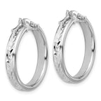 Leslie's Sterling Silver RH-plat Polish/Dia-cut Round Hoop Earrings - Image 4