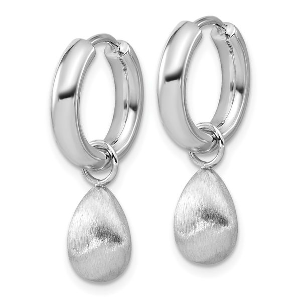 Leslie's SS RH-plat Polish/Brushed Teardrop Huggie Hoop Earrings - Image 4