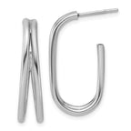 Leslie's Sterling Silver RH-plated Polished Oval J-Hoop Post Earrings