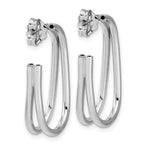 Leslie's Sterling Silver RH-plated Polished Oval J-Hoop Post Earrings - Image 4