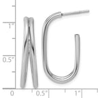 Leslie's Sterling Silver RH-plated Polished Oval J-Hoop Post Earrings - Image 5