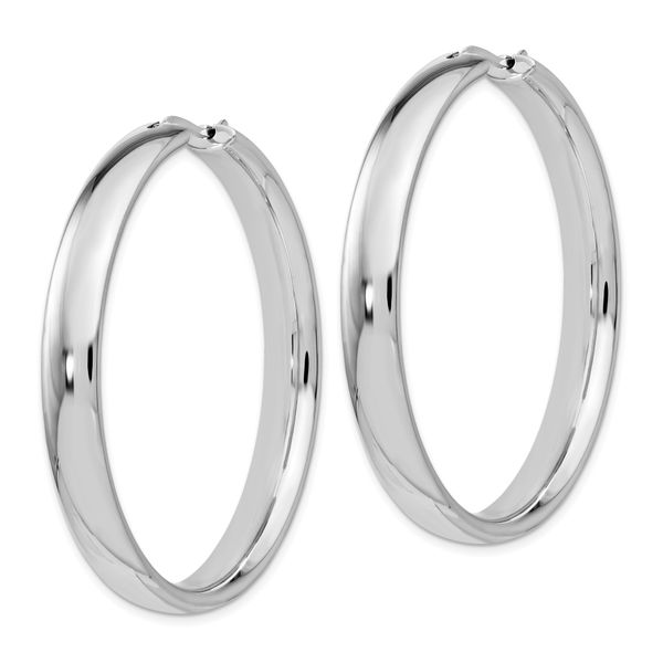 Leslie's Sterling Silver Rhodium-plated 6mm Half Round Tube Earrings - Image 2