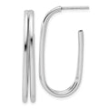 Leslie's Sterling Silver RH-plated Polished Oval J-Hoop Post Earrings