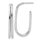 Leslie's Sterling Silver RH-plated Polished Oval J-Hoop Post Earrings