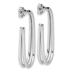 Leslie's Sterling Silver RH-plated Polished Oval J-Hoop Post Earrings - Image 4
