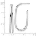 Leslie's Sterling Silver RH-plated Polished Oval J-Hoop Post Earrings - Image 5