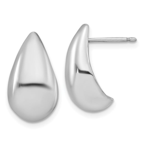 Leslie's Sterling Silver RH-plated Polished Puff Teardrop Post Earrings