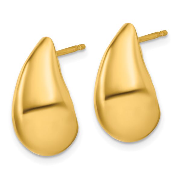 Leslie's Sterling Silver Gold-plt Polished Puff Teardrop Post Earrings - Image 2