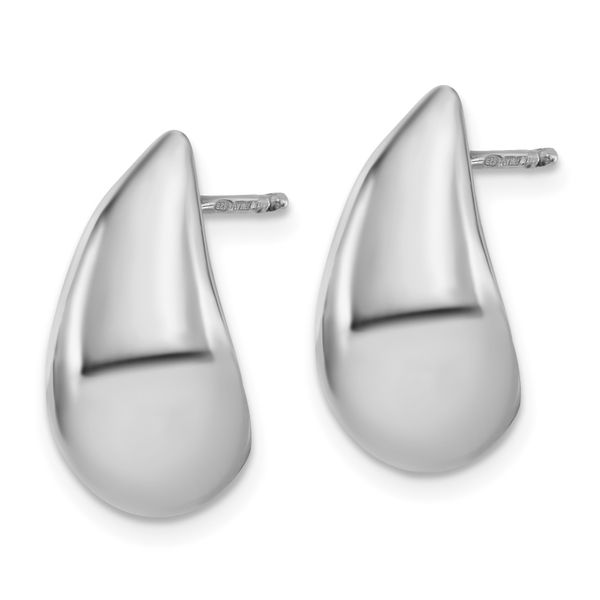 Leslie's Sterling Silver RH-plated Polished Puff Teardrop Post Earrings - Image 2