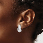 Leslie's Sterling Silver RH-plated Polished Puff Teardrop Post Earrings - Image 3