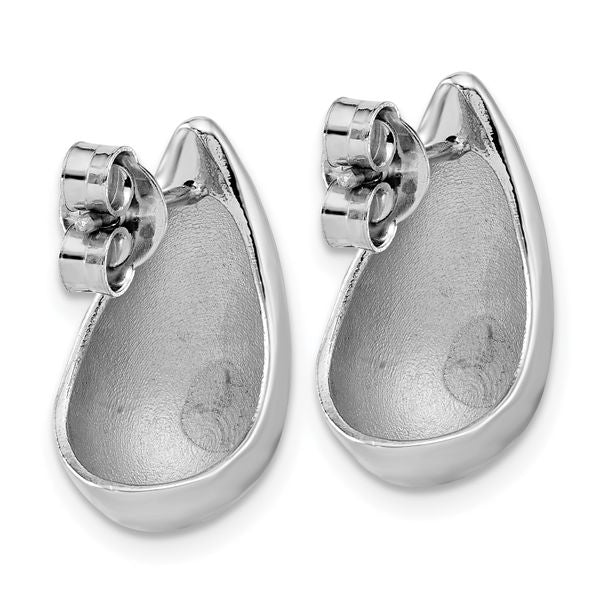 Leslie's Sterling Silver RH-plated Polished Puff Teardrop Post Earrings - Image 4