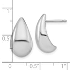 Leslie's Sterling Silver RH-plated Polished Puff Teardrop Post Earrings - Image 5