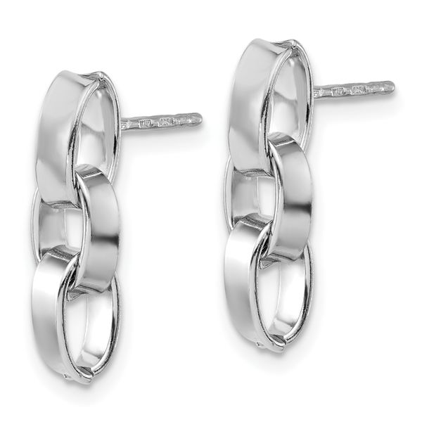 Leslie's Sterling Silver RH-plated Polished 3-Link Dangle Post Earrings - Image 2